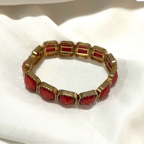 Red Acrylic Stretch Bracelet - Picture 2 of 6